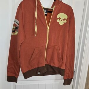 OVERWATCH MEN FULL ZIP HOODIE Rust McCREE CONTRAST (SMALL)